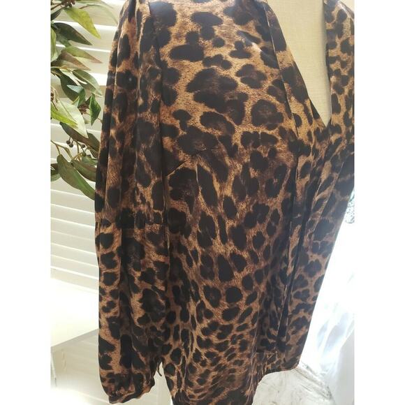 MICHAEL KORS CHEETA PRINT BALLOON SLEEVE BLOUSE SM - Picture 4 of 9